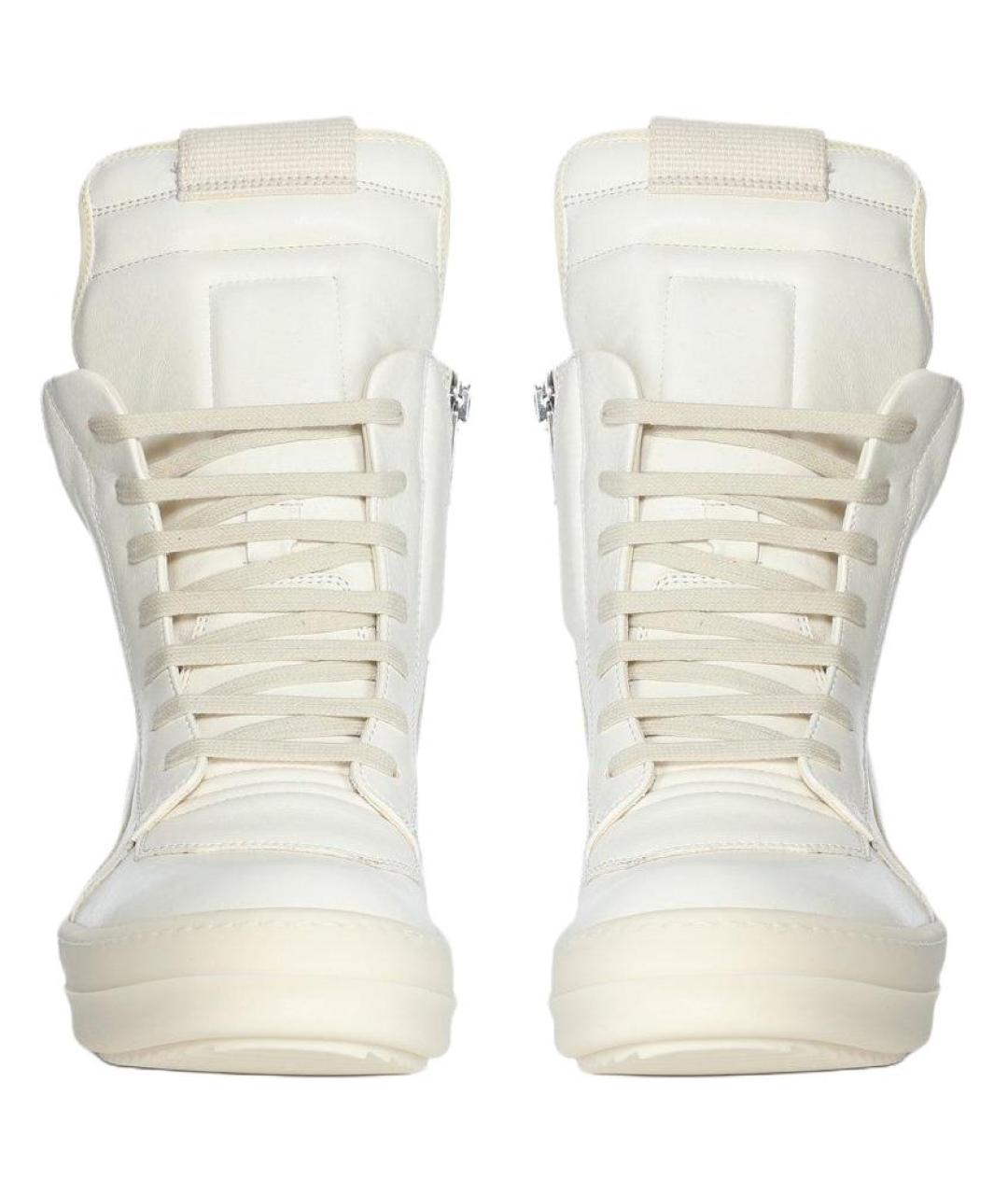 RICK OWENS Белые кожаные высокие кроссовки / кеды, фото 4