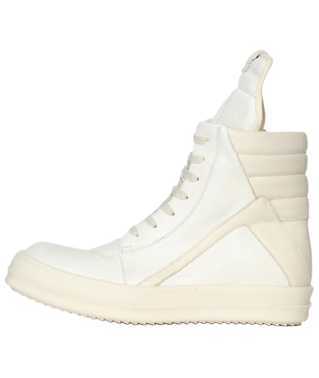 RICK OWENS Белые кожаные высокие кроссовки / кеды, фото 2