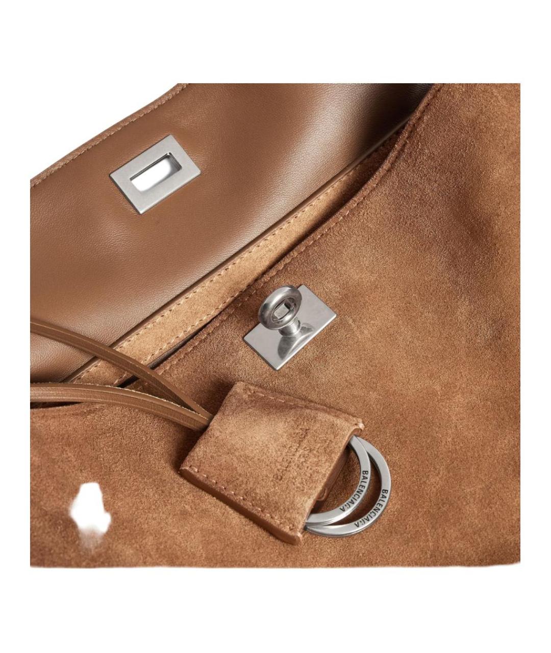 BALENCIAGA Коричневая замшевая сумка через плечо, фото 6