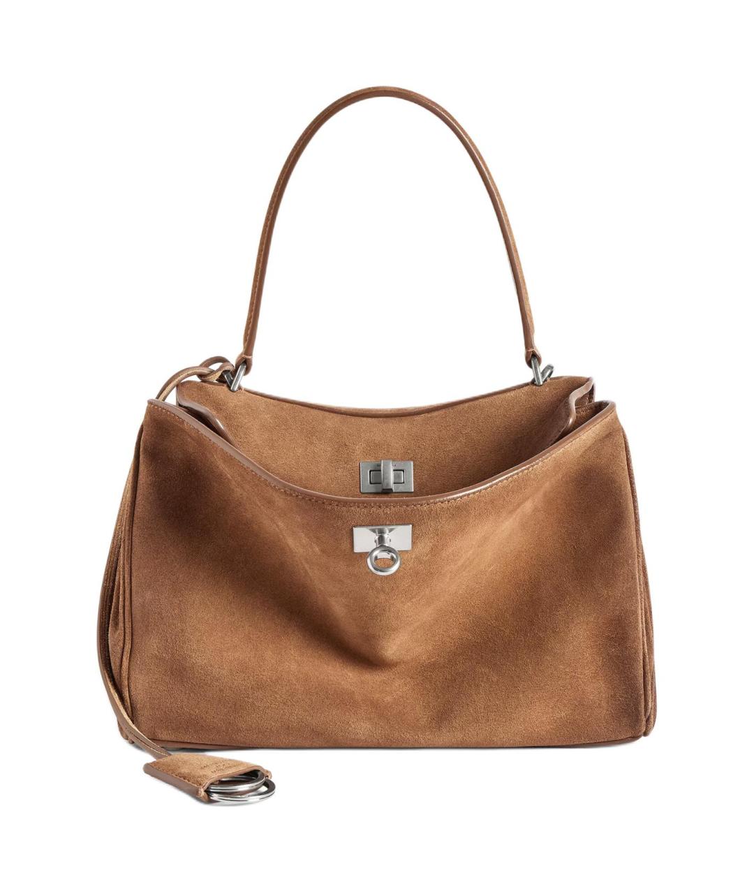 BALENCIAGA Коричневая замшевая сумка через плечо, фото 1