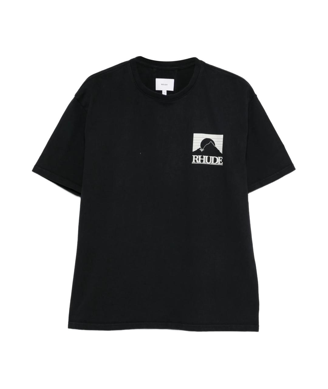 RHUDE Черная хлопковая футболка, фото 1