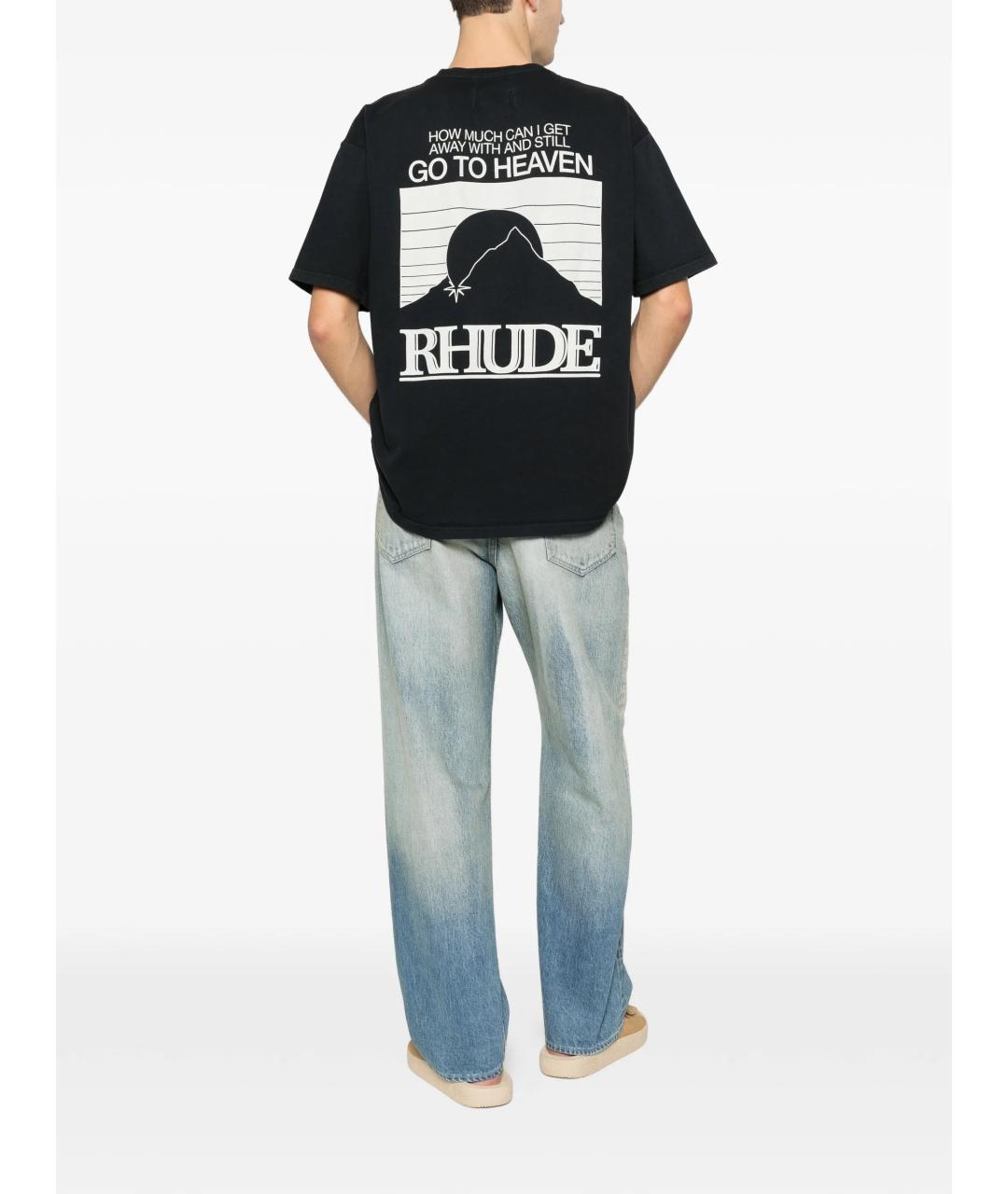 RHUDE Черная хлопковая футболка, фото 2