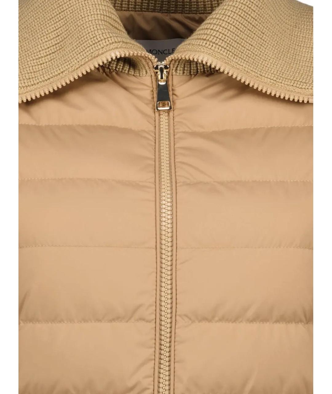 MONCLER Бежевый полиэстеровый кардиган, фото 4