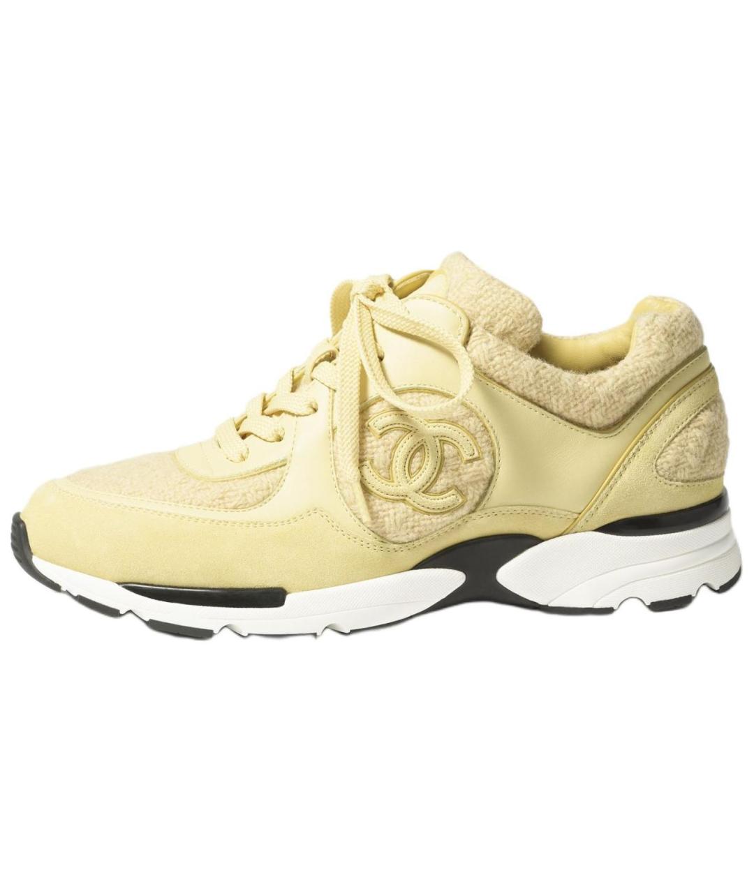 CHANEL Желтые кожаные кроссовки, фото 2
