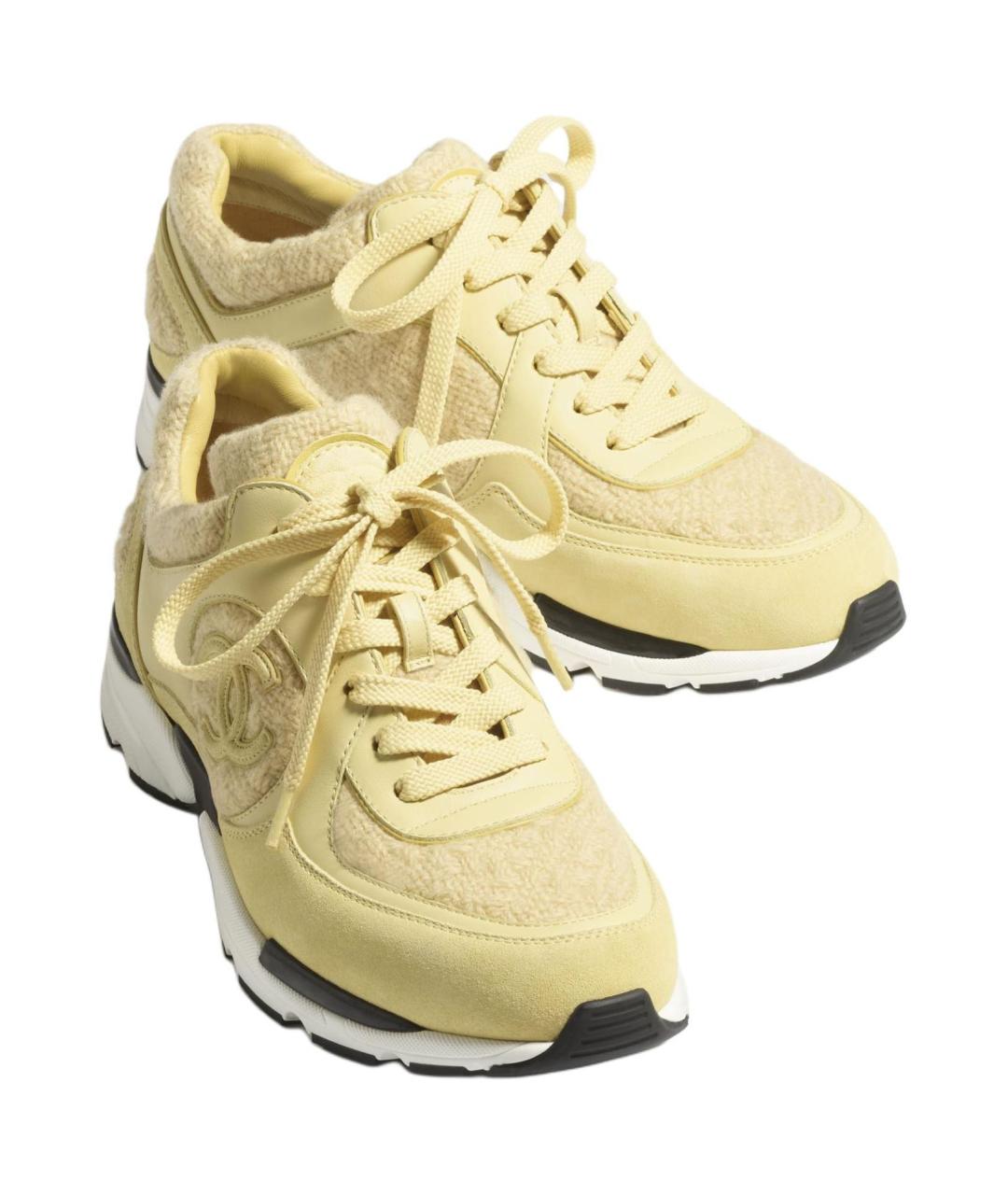 CHANEL Желтые кожаные кроссовки, фото 4