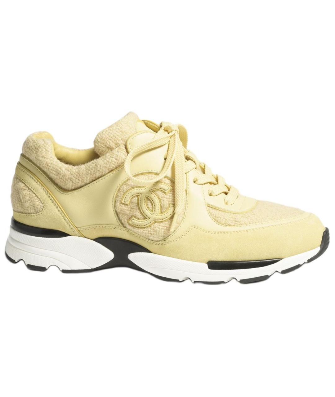 CHANEL Желтые кожаные кроссовки, фото 1