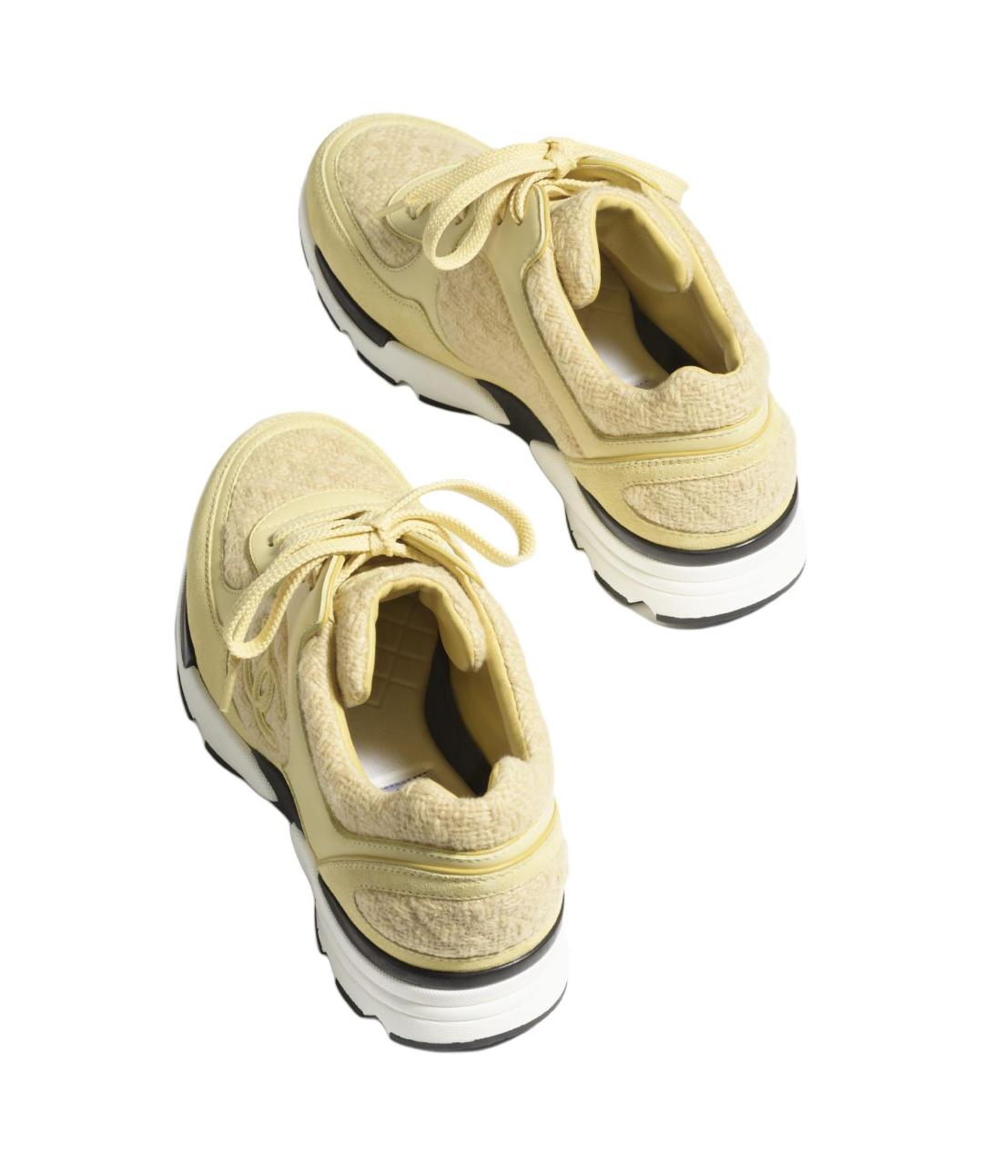 CHANEL Желтые кожаные кроссовки, фото 5