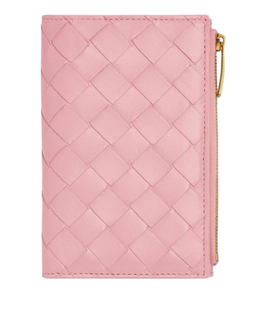 BOTTEGA VENETA Розовый кожаный кошелек, фото 1