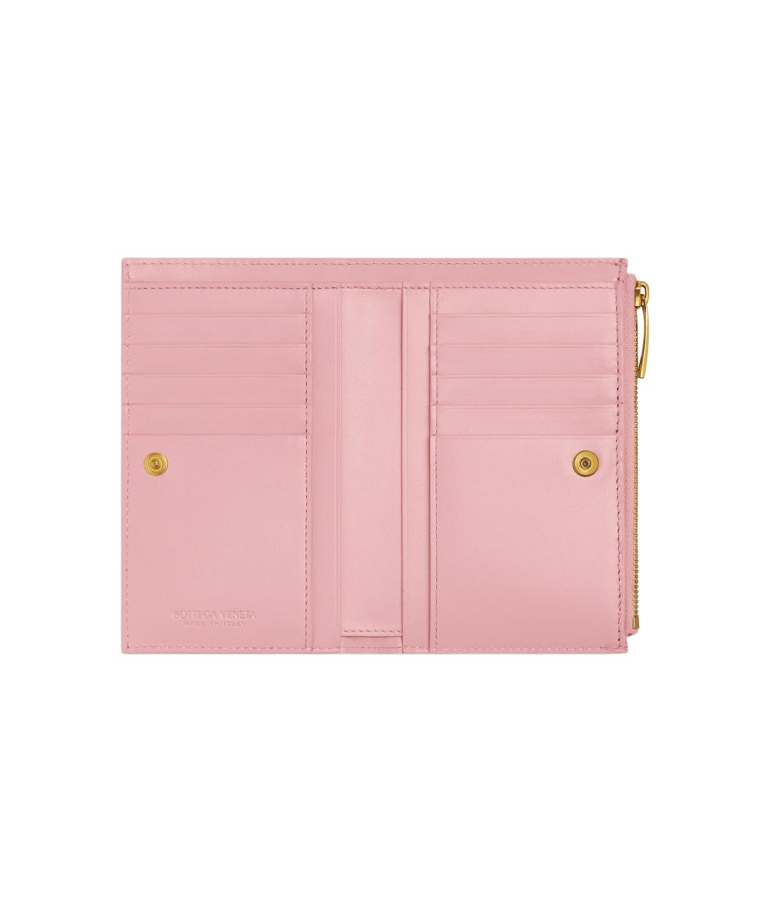 BOTTEGA VENETA Розовый кожаный кошелек, фото 4