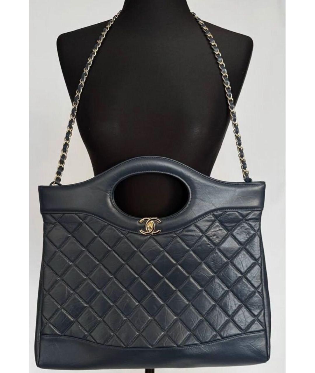 CHANEL Синяя кожаная сумка тоут, фото 4