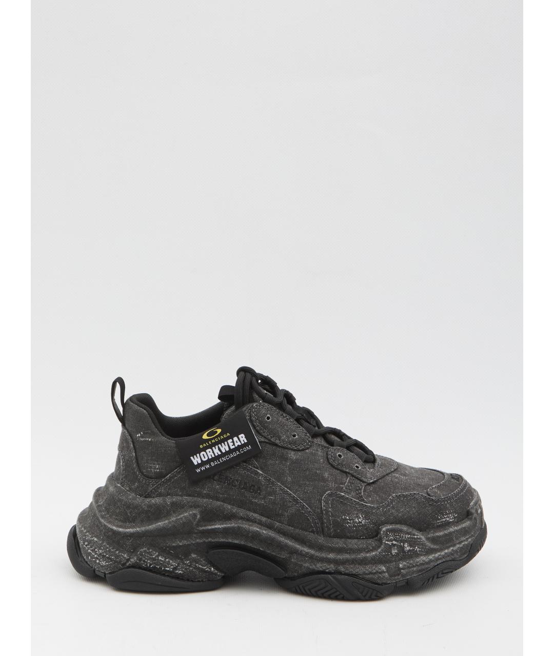 BALENCIAGA Черные текстильные низкие кроссовки / кеды, фото 6