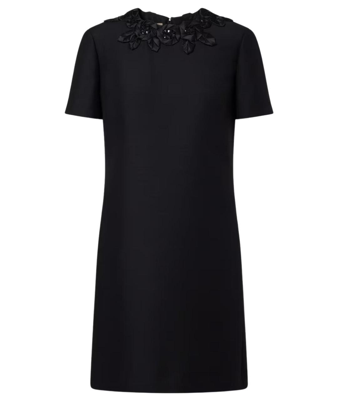 VALENTINO Черное шерстяное повседневное платье, фото 1