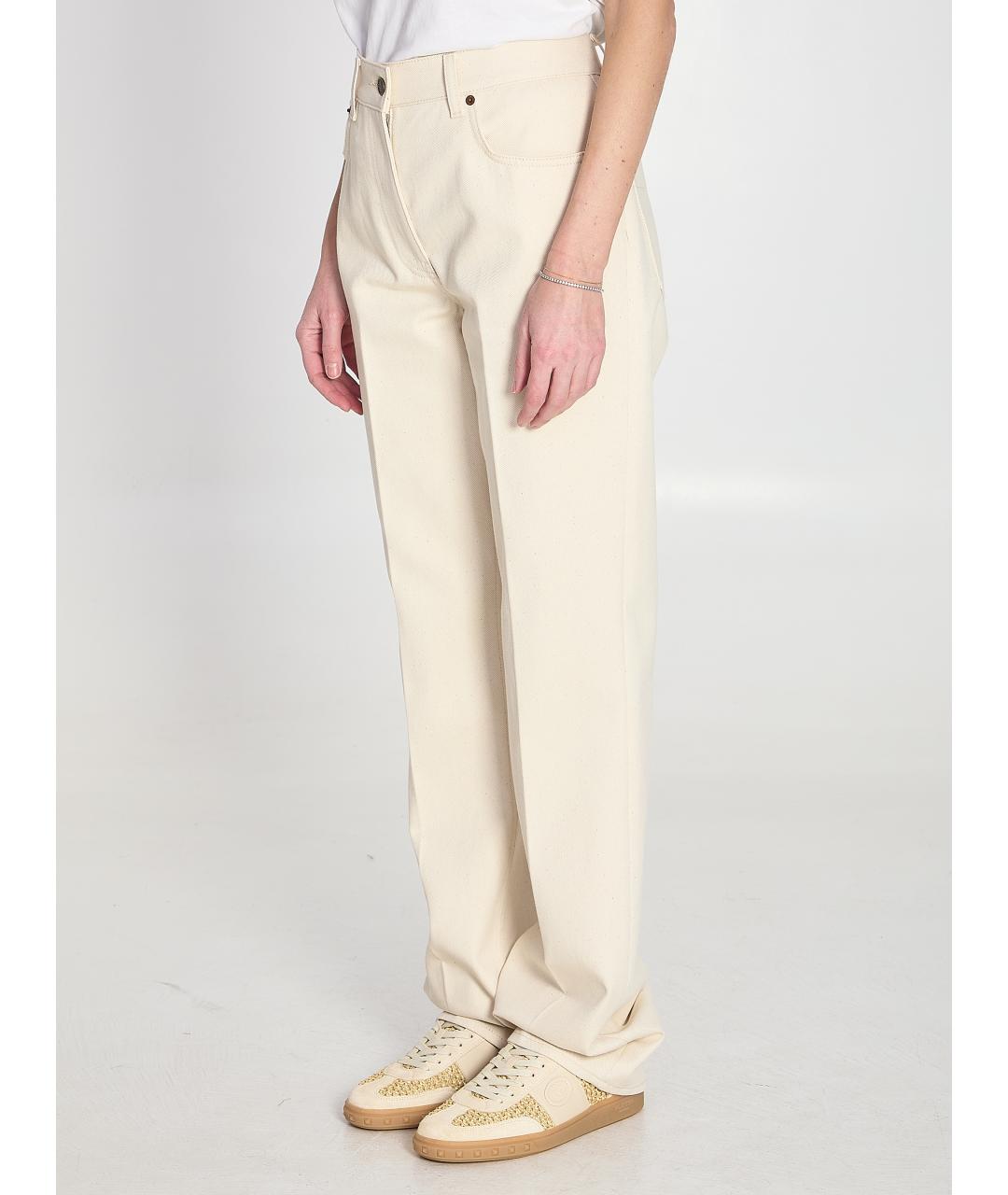 VALENTINO Белые хлопковые прямые джинсы, фото 2