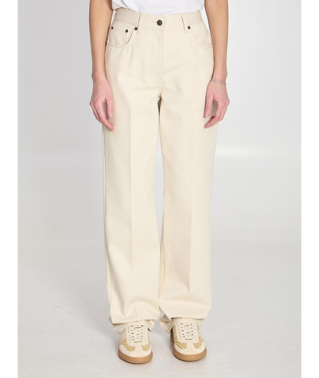 VALENTINO Белые хлопковые прямые джинсы, фото 5