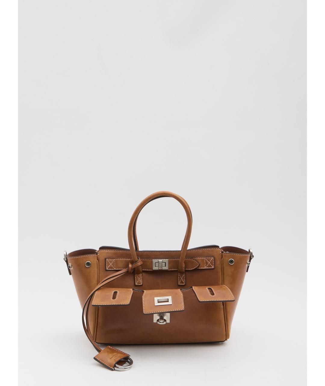 BALENCIAGA Коричневая кожаная сумка тоут, фото 5