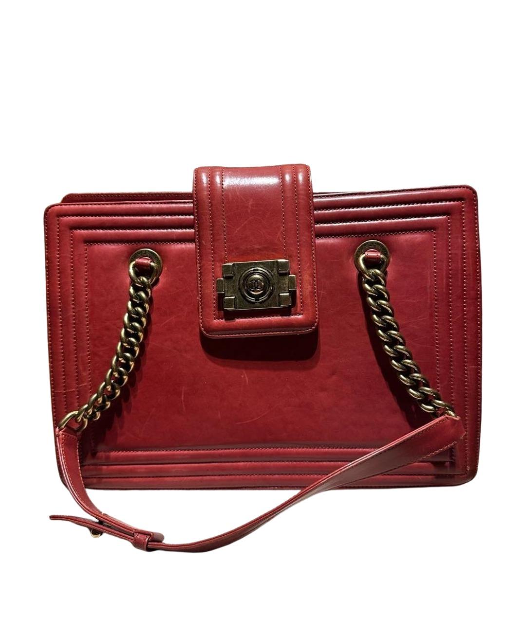 CHANEL Красная кожаная сумка через плечо, фото 1