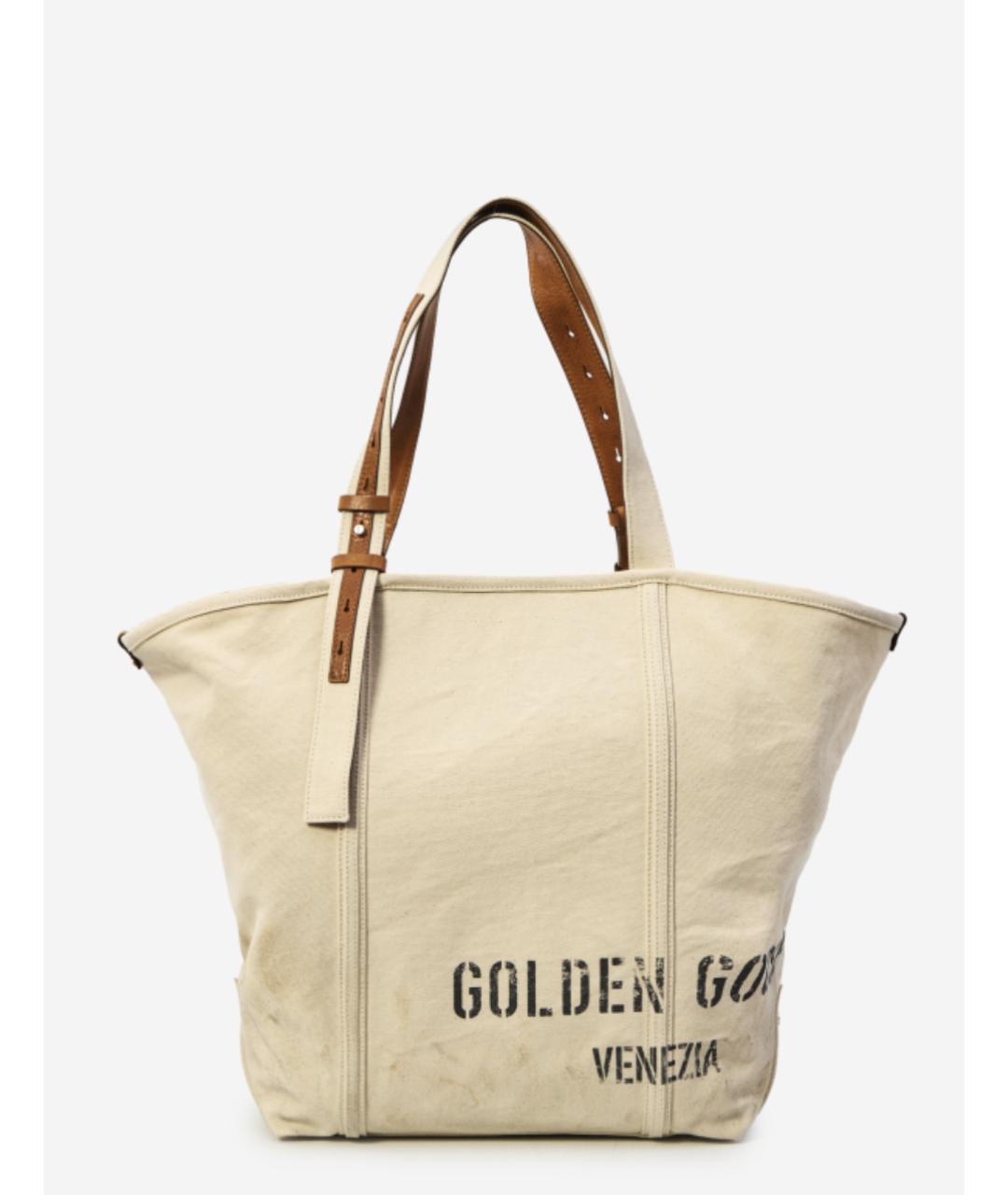 GOLDEN GOOSE DELUXE BRAND Бежевая хлопковая сумка тоут, фото 6