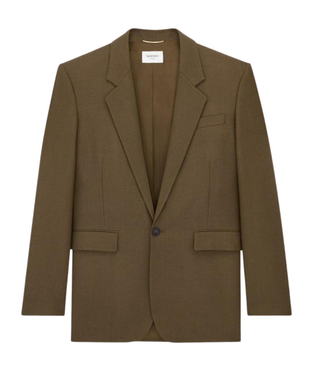 SAINT LAURENT Зеленый шерстяной жакет/пиджак, фото 1