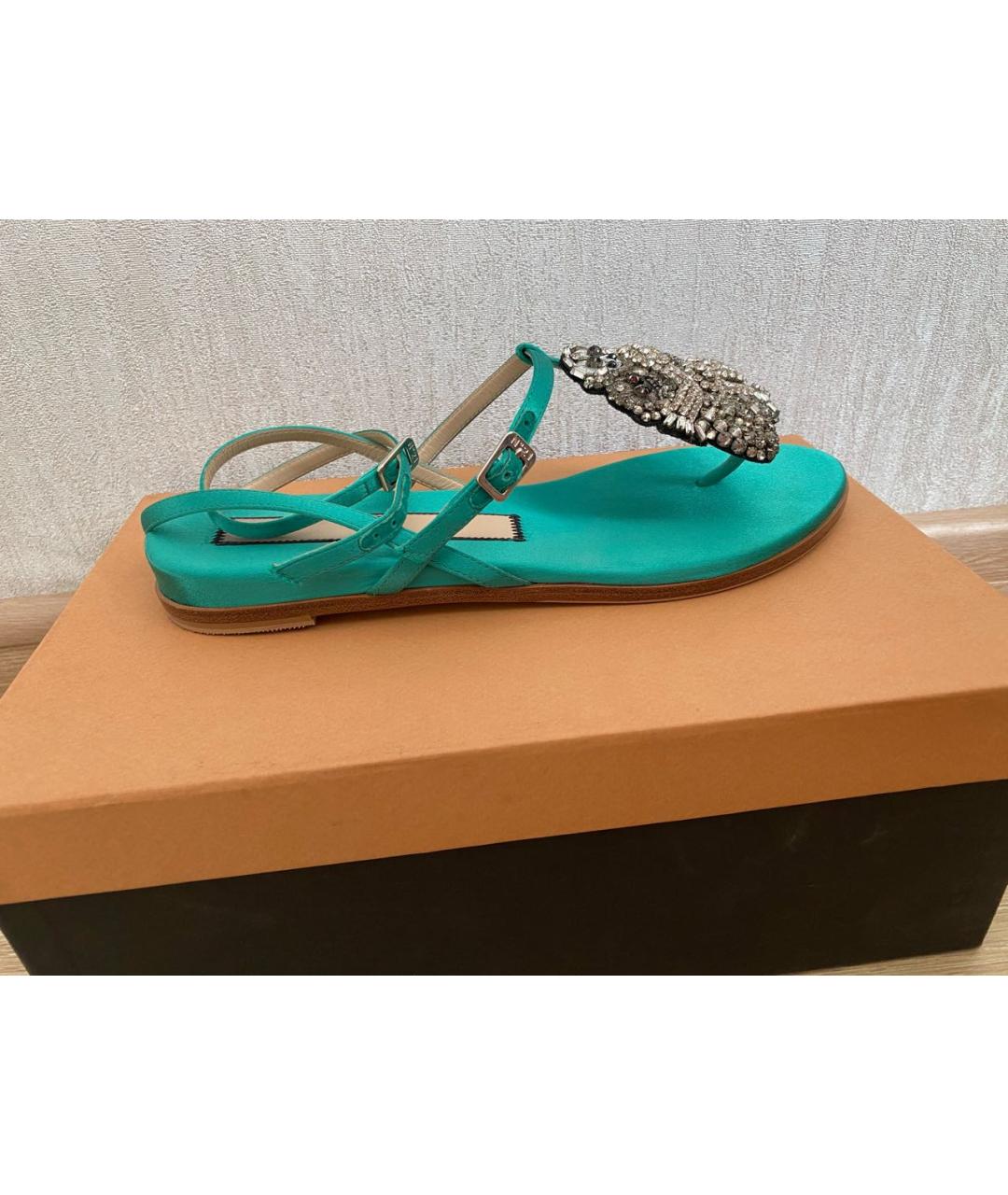 NO. 21 Зеленые текстильные босоножки, фото 6