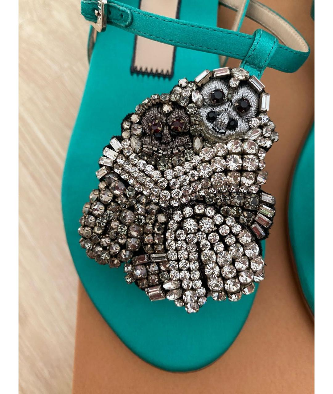 NO. 21 Зеленые текстильные босоножки, фото 3