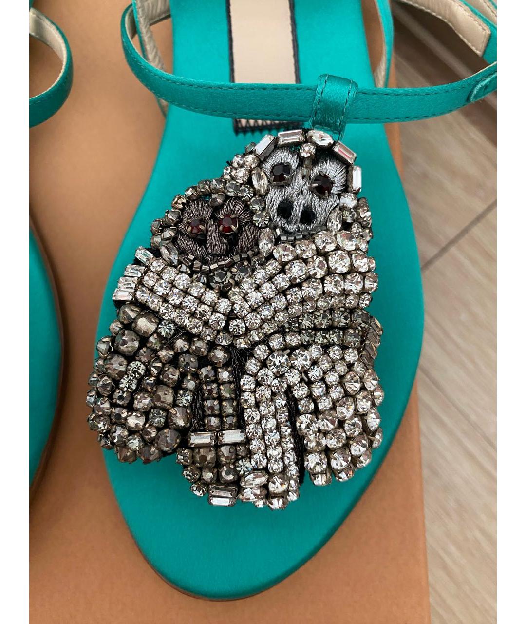 NO. 21 Зеленые текстильные босоножки, фото 4