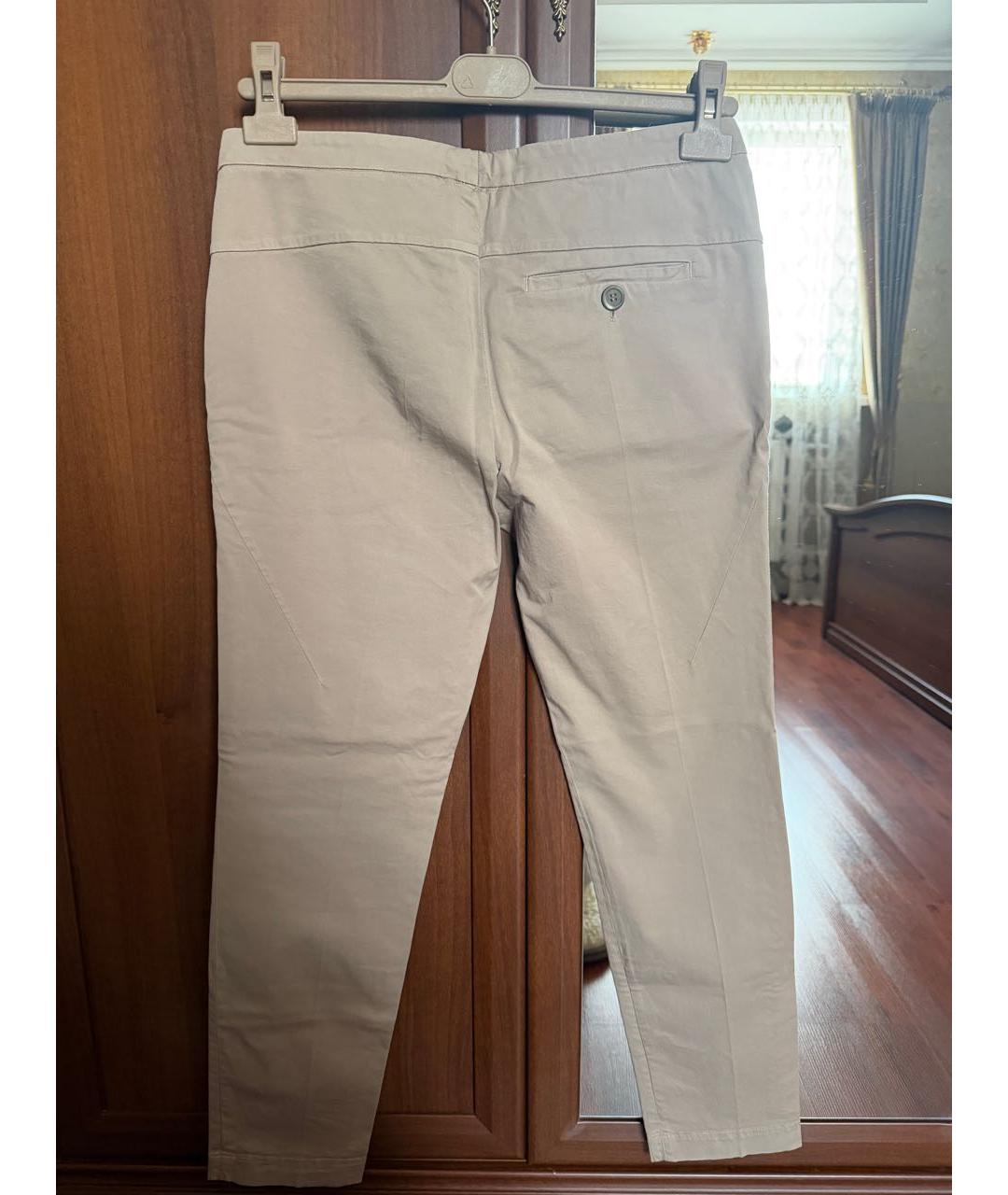 BRUNELLO CUCINELLI Бежевые хлопко-эластановые брюки узкие, фото 2