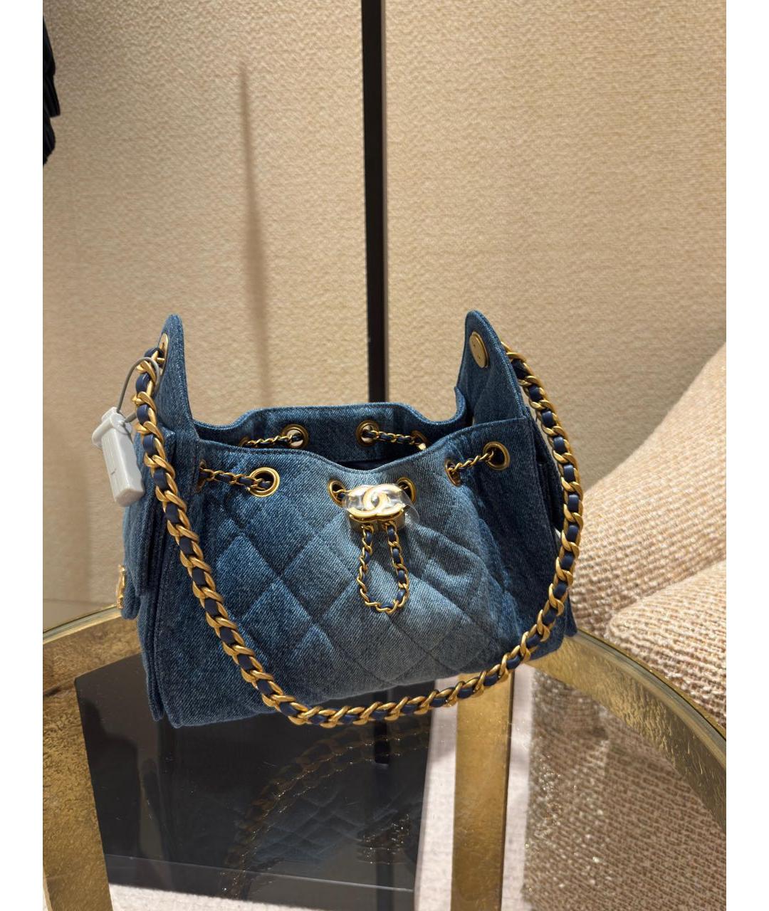 CHANEL Синяя деним сумка через плечо, фото 2