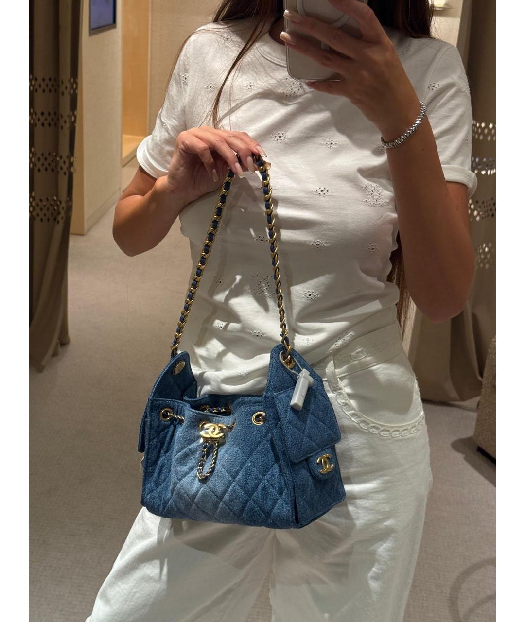 CHANEL Синяя деним сумка через плечо, фото 4