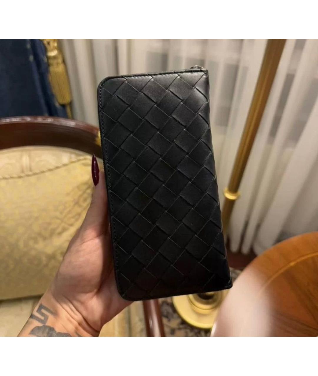 BOTTEGA VENETA Черный кожаный кошелек, фото 9