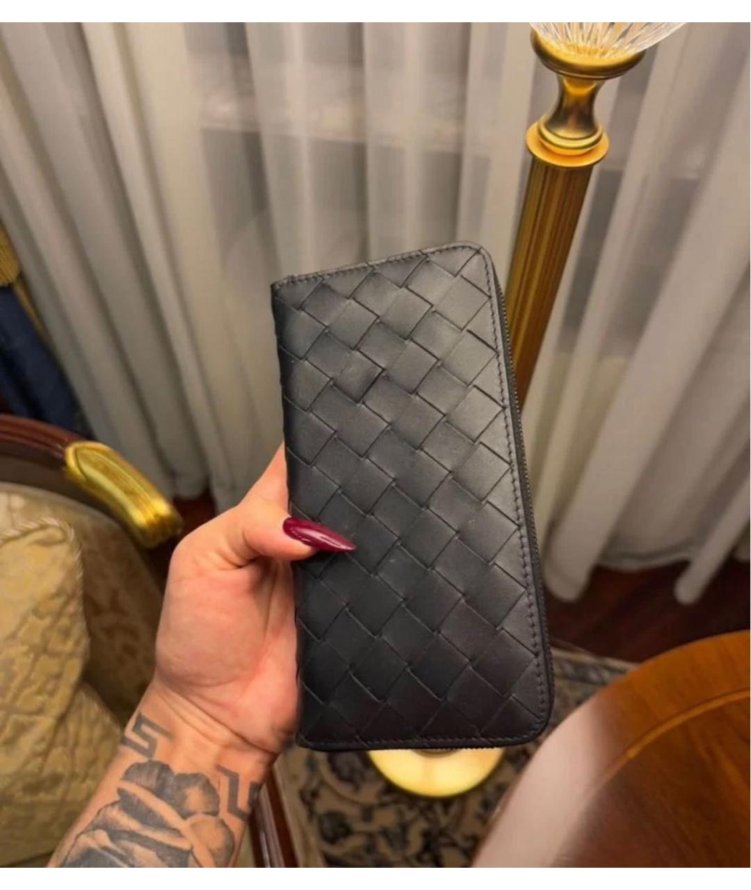 BOTTEGA VENETA Черный кожаный кошелек, фото 5