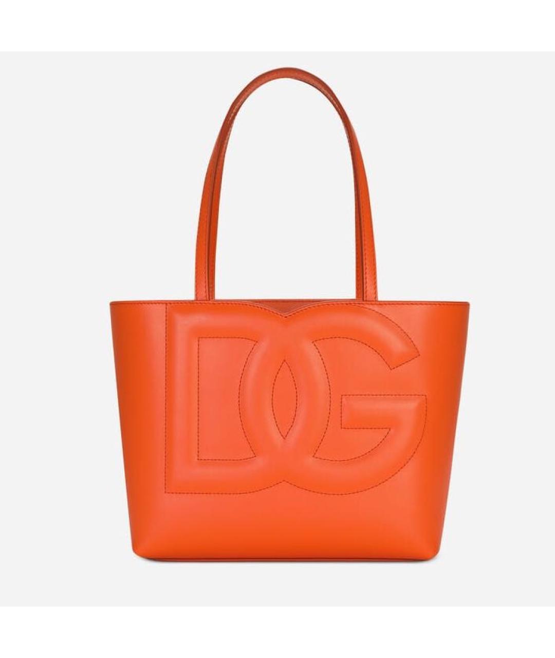 DOLCE&GABBANA Оранжевая кожаная сумка тоут, фото 5