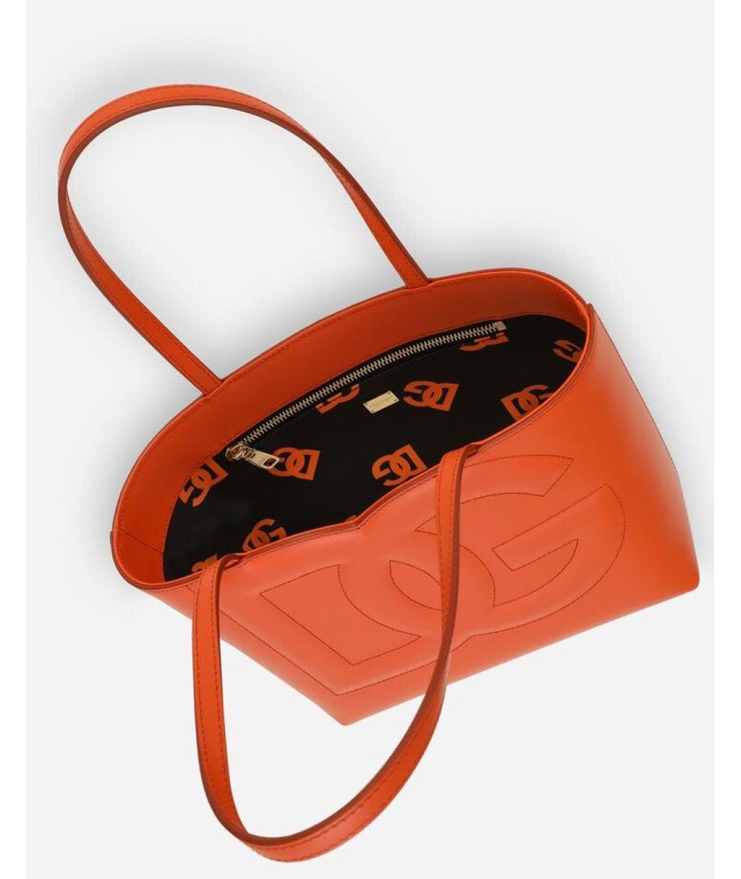DOLCE&GABBANA Оранжевая кожаная сумка тоут, фото 3