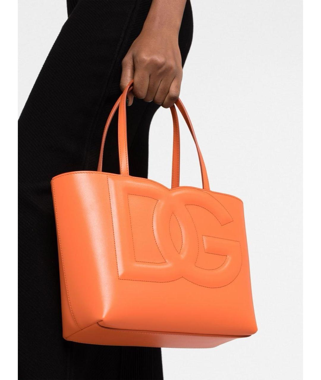 DOLCE&GABBANA Оранжевая кожаная сумка тоут, фото 2