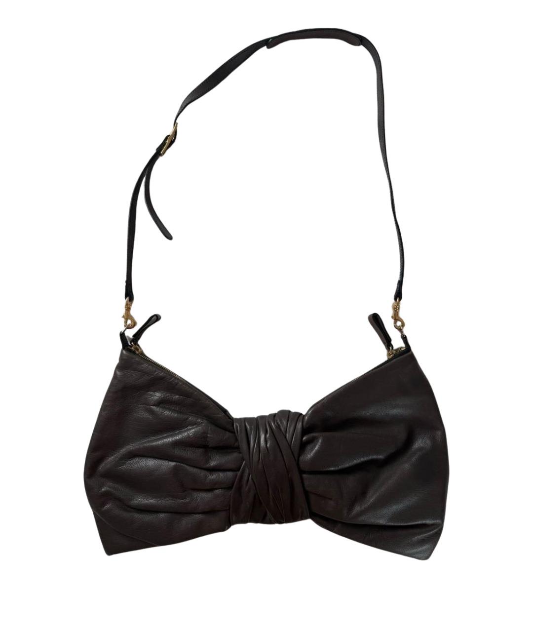 VALENTINO Антрацитовая кожаная сумка с короткими ручками, фото 1