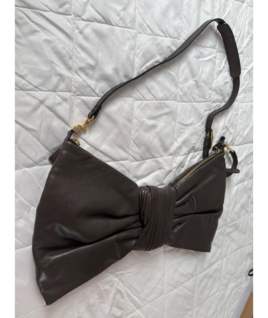 VALENTINO Антрацитовая кожаная сумка с короткими ручками, фото 2