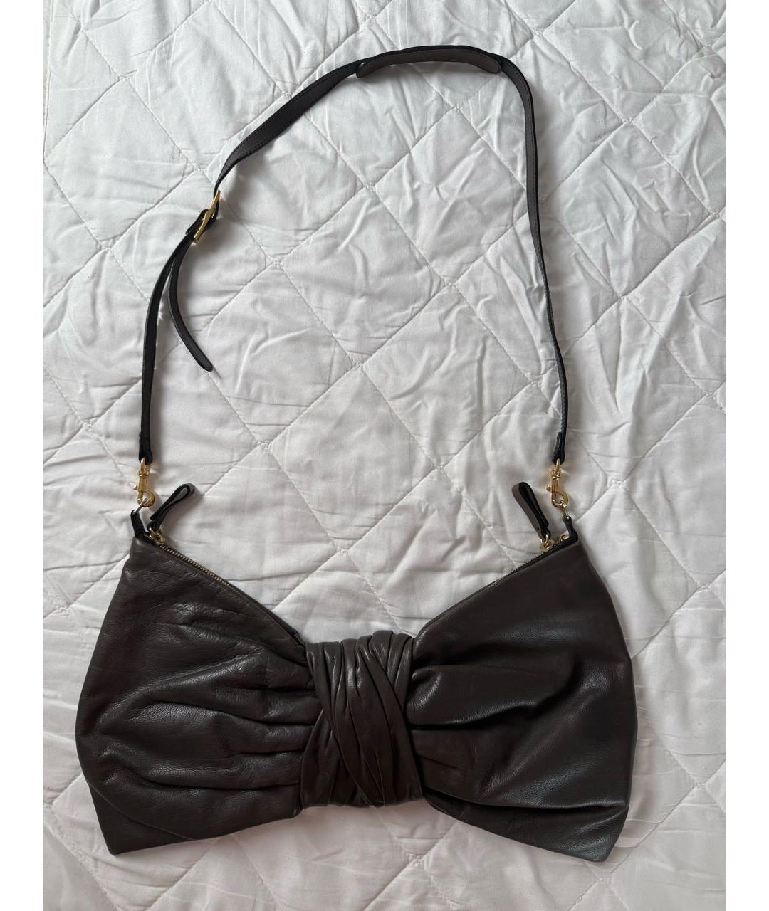 VALENTINO Антрацитовая кожаная сумка с короткими ручками, фото 9