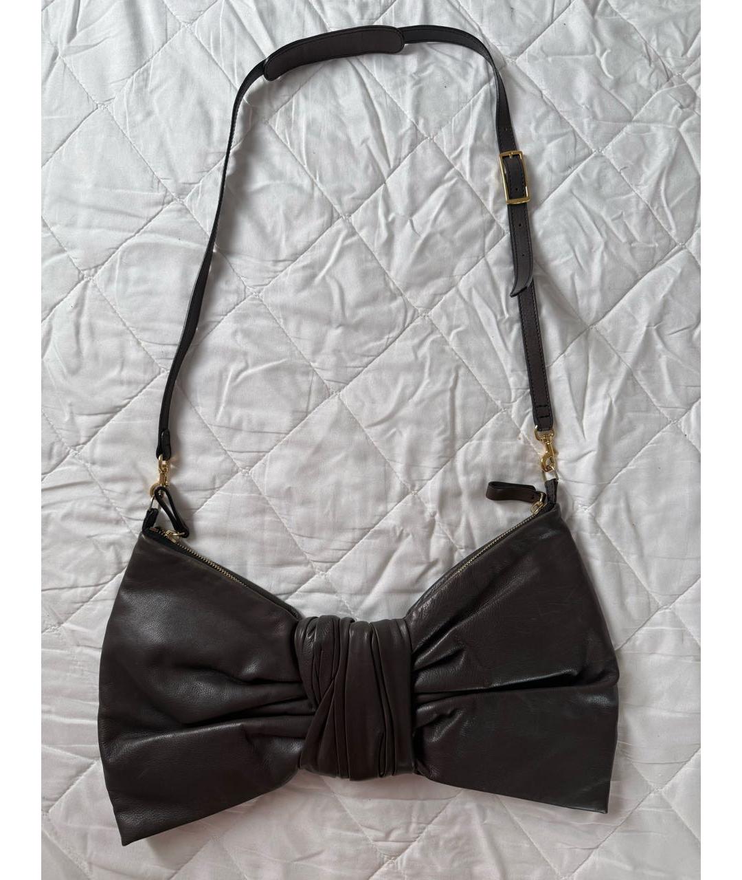 VALENTINO Антрацитовая кожаная сумка с короткими ручками, фото 3