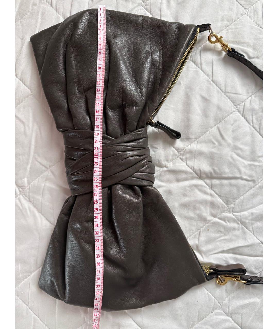 VALENTINO Антрацитовая кожаная сумка с короткими ручками, фото 8