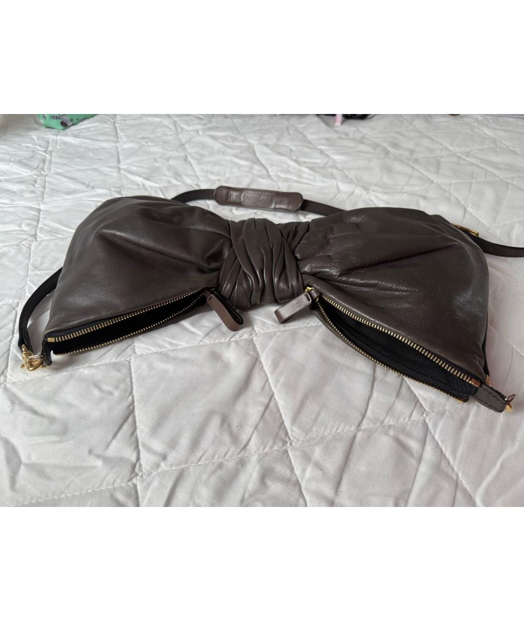 VALENTINO Антрацитовая кожаная сумка с короткими ручками, фото 4