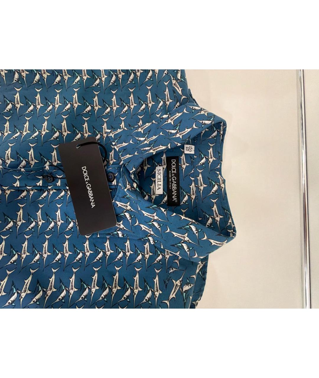 DOLCE&GABBANA Синяя хлопковая кэжуал рубашка, фото 3