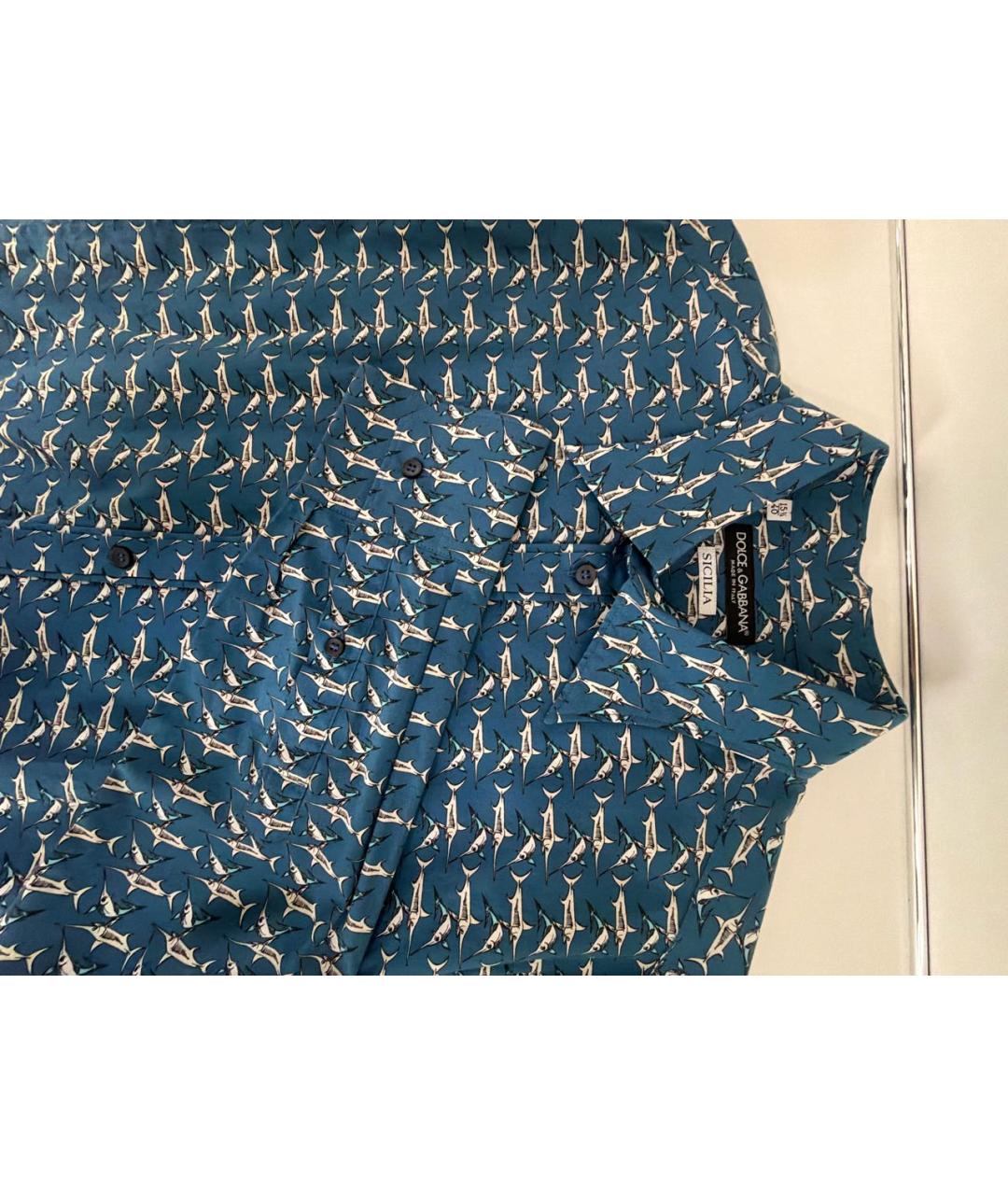 DOLCE&GABBANA Синяя хлопковая кэжуал рубашка, фото 4