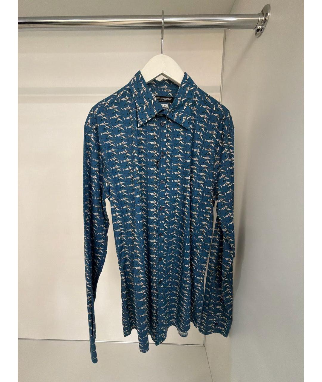 DOLCE&GABBANA Синяя хлопковая кэжуал рубашка, фото 6