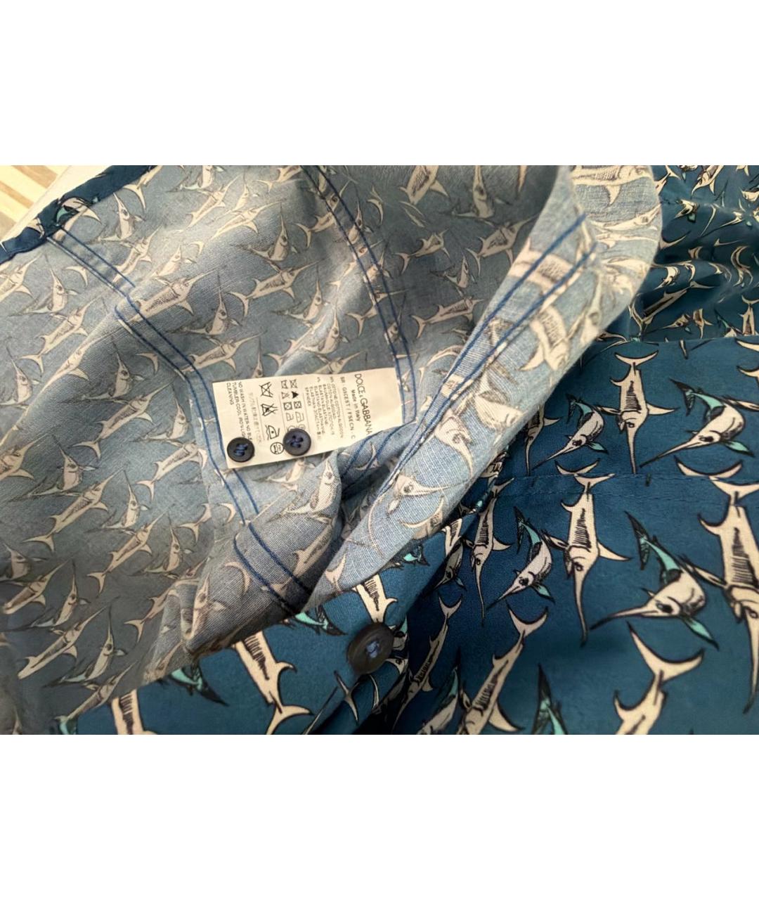 DOLCE&GABBANA Синяя хлопковая кэжуал рубашка, фото 5