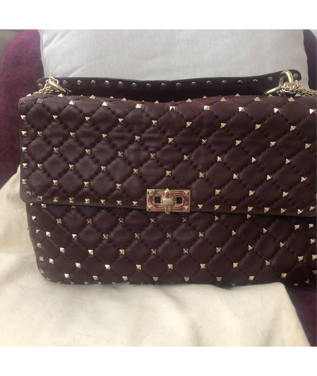 VALENTINO Бордовая кожаная сумка через плечо, фото 2