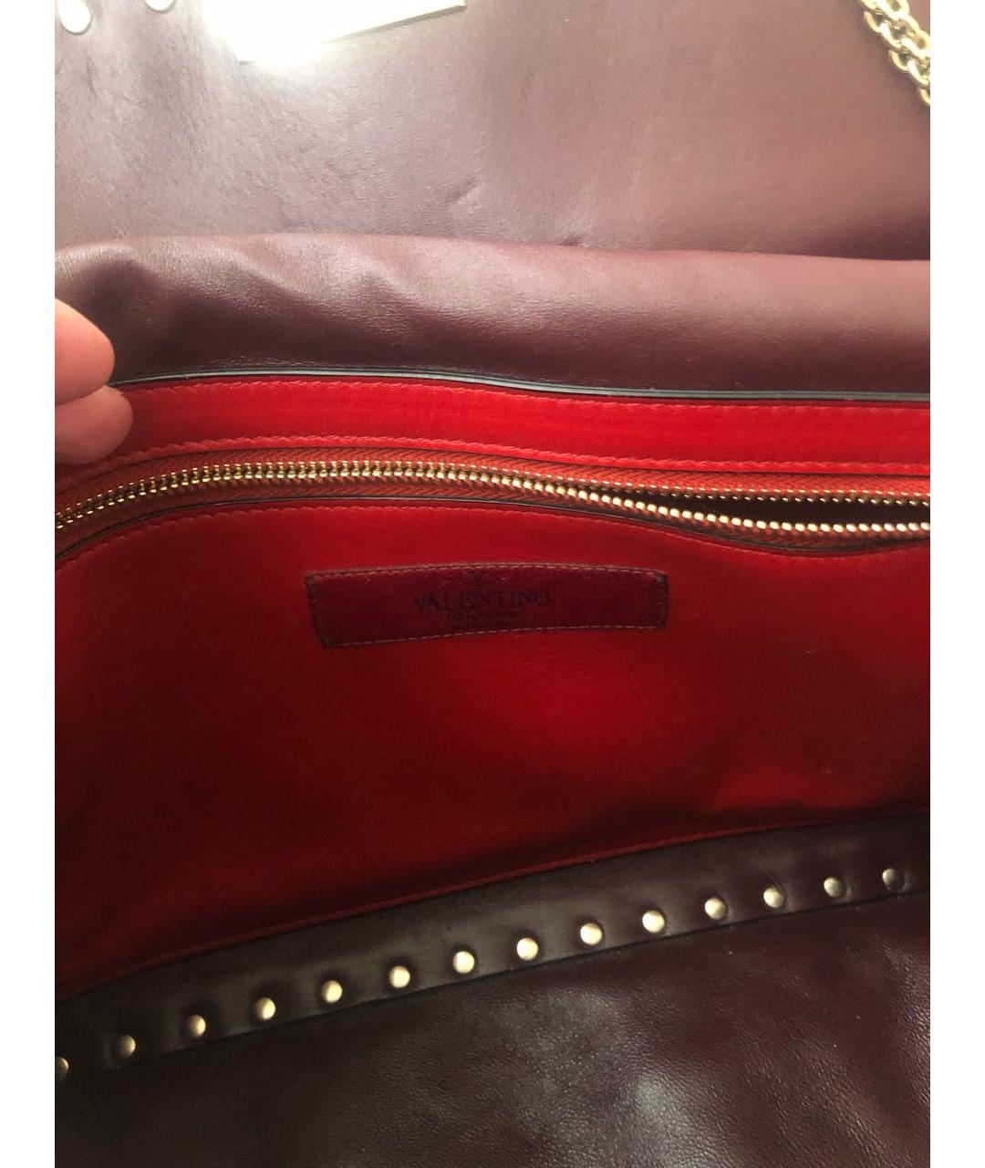 VALENTINO Бордовая кожаная сумка через плечо, фото 4