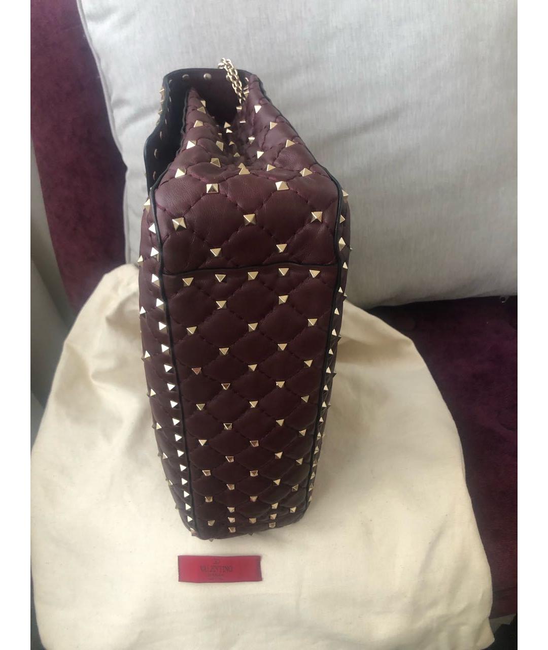 VALENTINO Бордовая кожаная сумка через плечо, фото 3