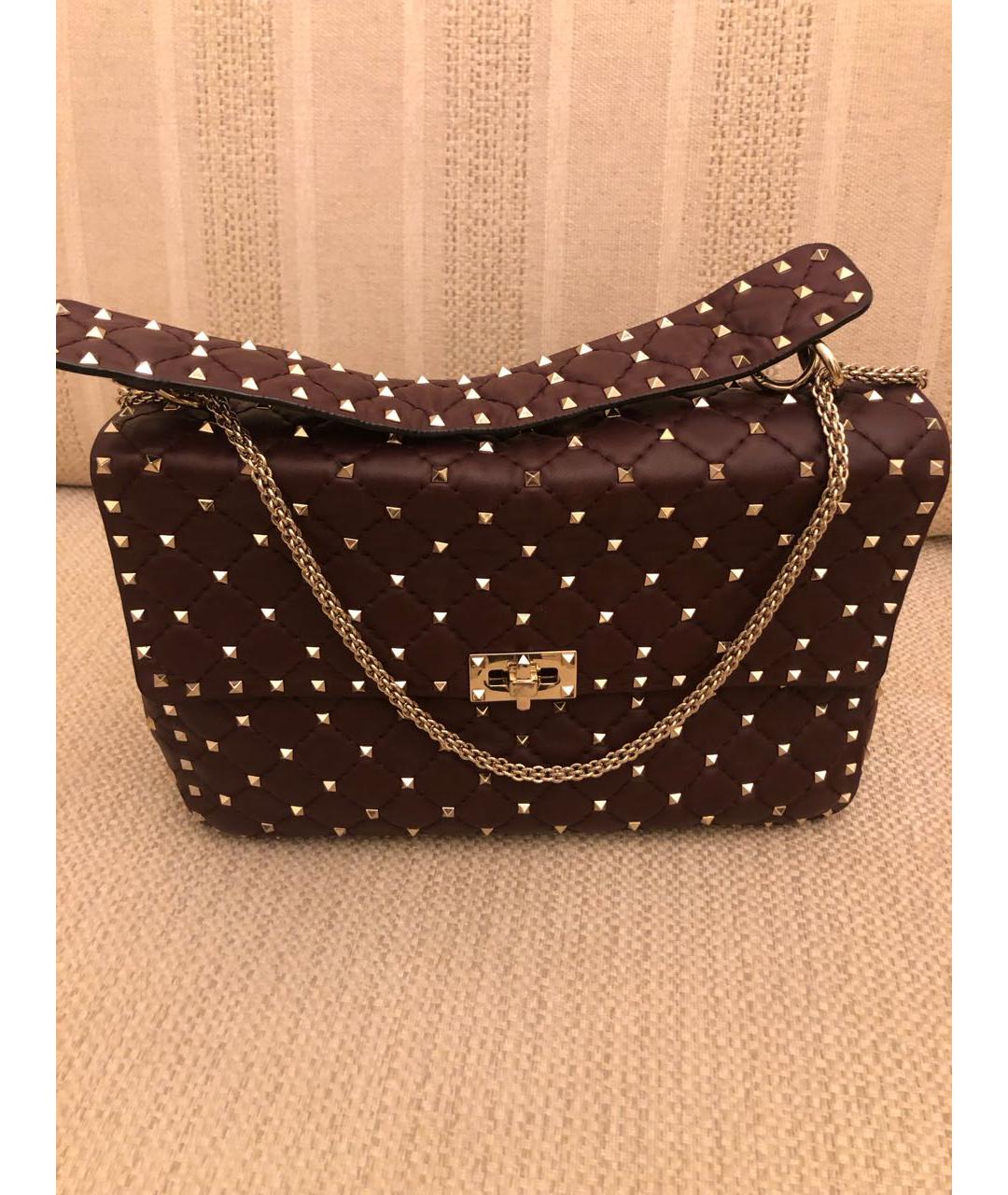 VALENTINO Бордовая кожаная сумка через плечо, фото 5