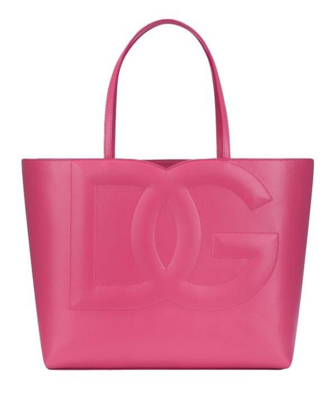 DOLCE&GABBANA Розовая кожаная сумка тоут, фото 4