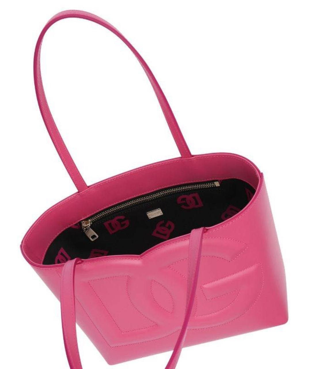 DOLCE&GABBANA Розовая кожаная сумка тоут, фото 2