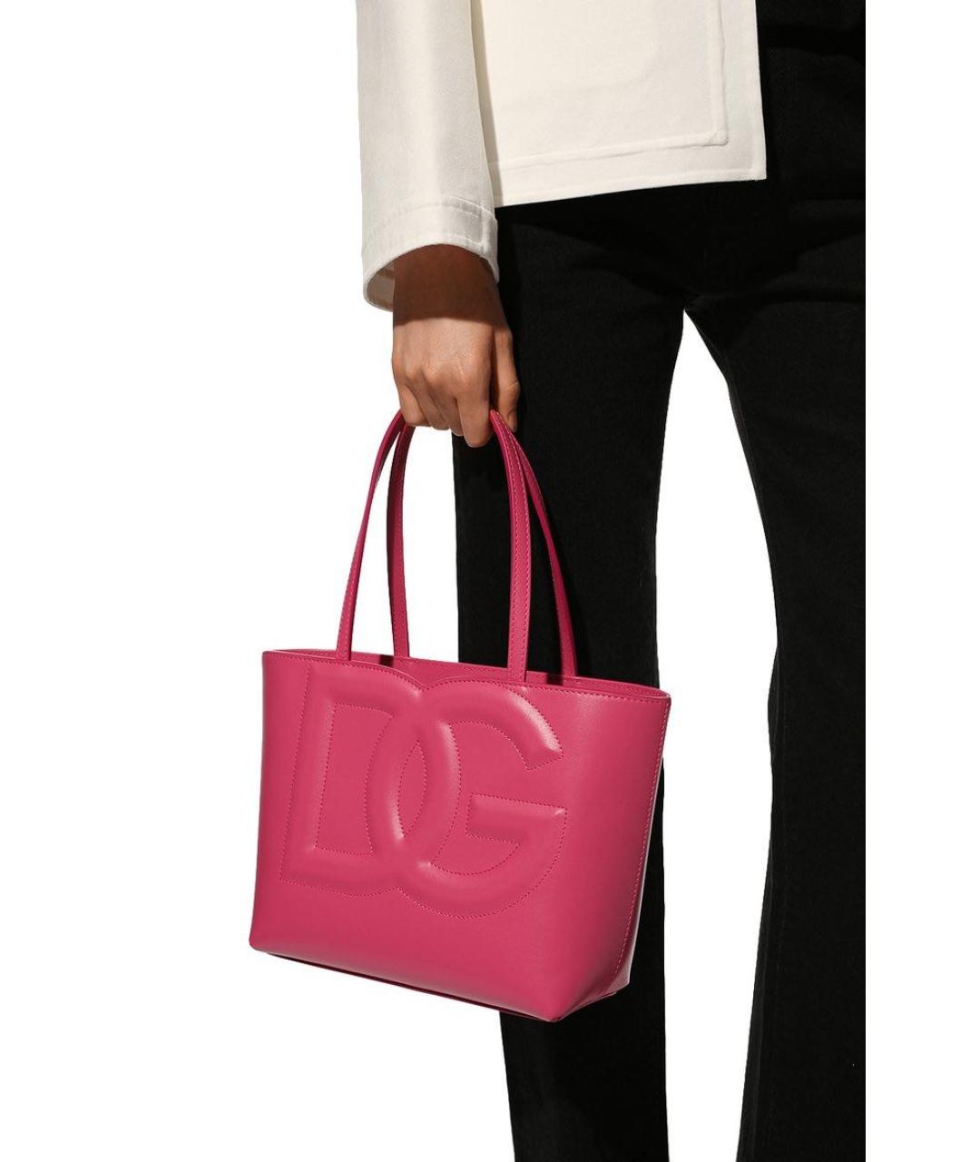 DOLCE&GABBANA Розовая кожаная сумка тоут, фото 3